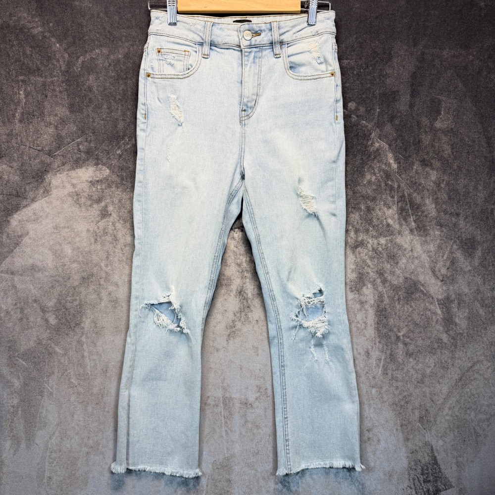 BDG Kick Flare High Rise Cropped Jeans Womens 27 Light Wash Distressed Grunge